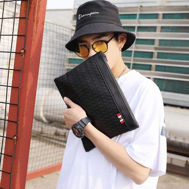 Men's Personality Pu Leather Clutch bag - Black