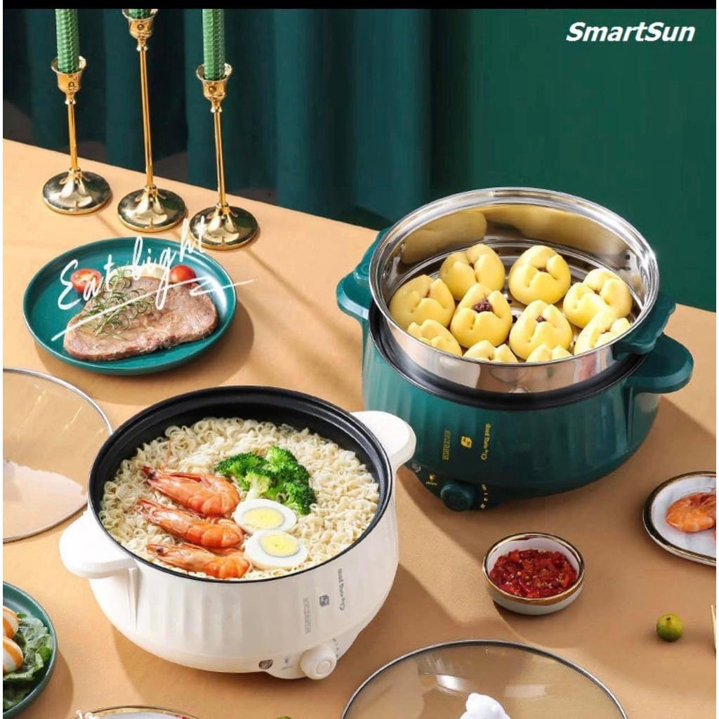 NỒI LẨU ĐIỆN ĐA NĂNG ELECTRIC COOKER POT SHANBAN 2 TẦNG KÈM KHAY HẤP INOX CAO CẤP