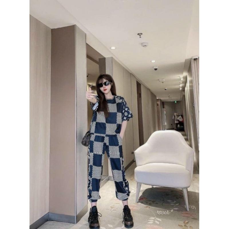 Mẫu đồ bộ nữ bigsize quần dài bo gấu áo form rộng thun lạnh in họa tiết 3D cao cấp, bộ đồ thể thao đi chơi mặc nhà xinh