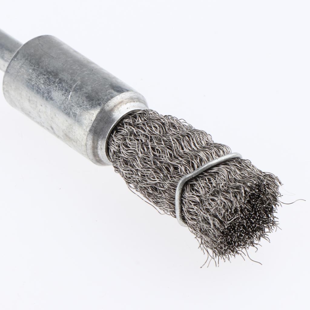 2pcs 6mm Shank Pen Wire Brush Polishing Wire Brush Metal Surface Cleaning