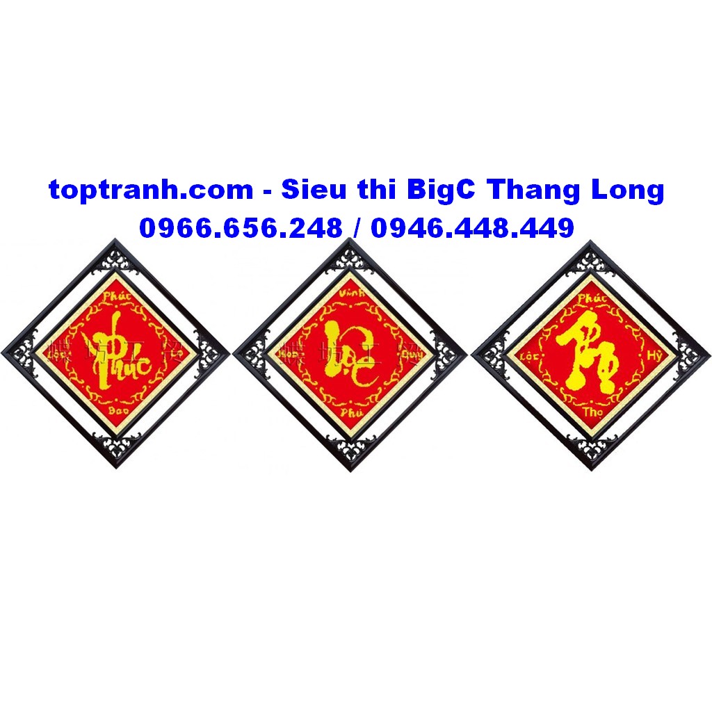 Tranh thêu chữ thập Phúc Lộc Thọ 222506 508 604 chưa thêu