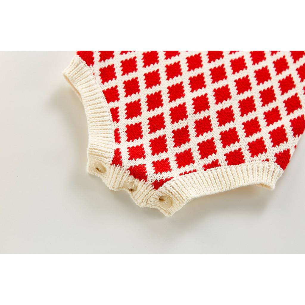 Set áo khoác kèm body len họa tiết trám đỏ mùa Noel cao cấp cho bé 0-24m