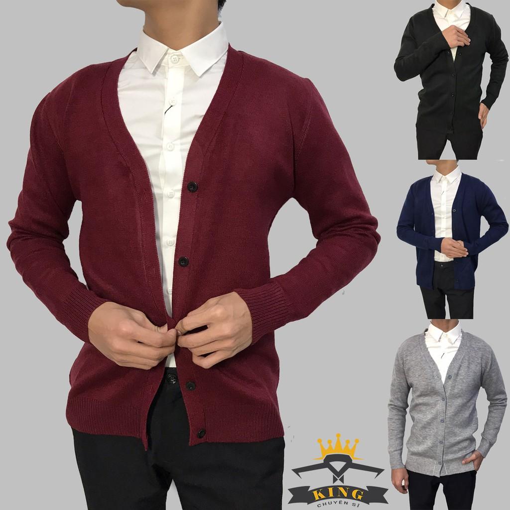 Áo cardigan nam Len cao cấp - Giá tận xưởng | Mua áo khoác cardigan nam dệt kim cổ V mỏng bigsize