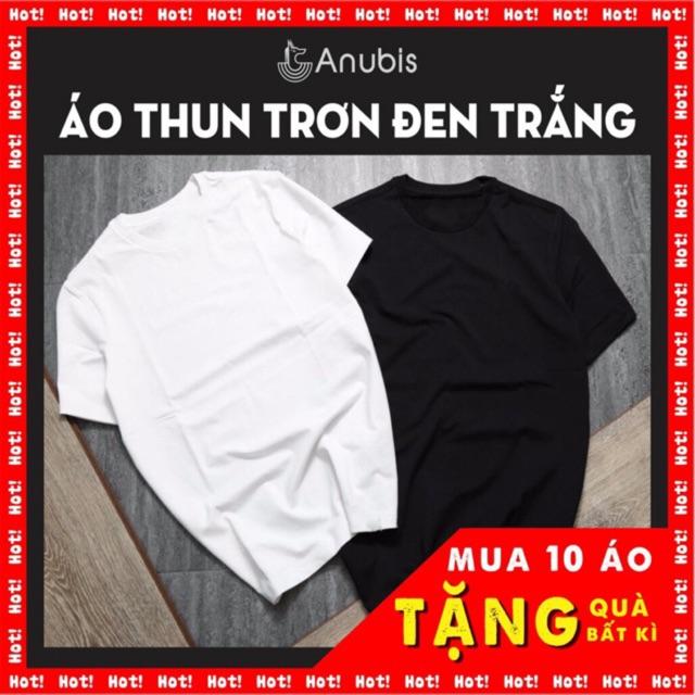 ÁO THUN TRƠN ĐEN TRẮNG NAM NỮ CỔ TRÒN TAY NGẮN