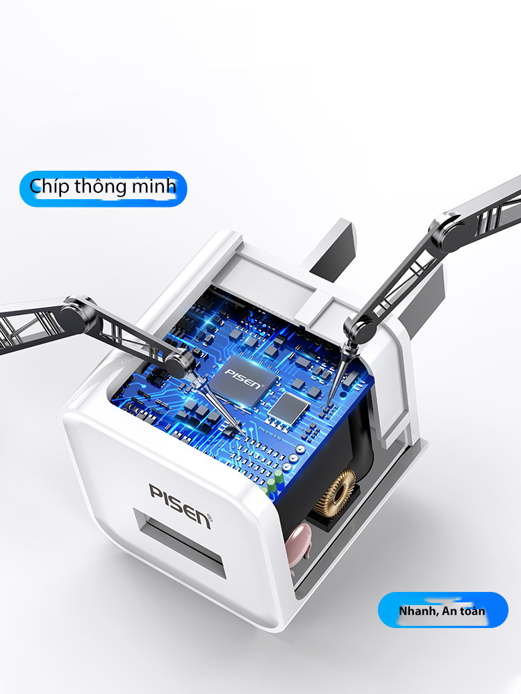 Bộ sạc Pisen I Charger 1A kèm cáp L - cho điện thoại t.táo - Hàng chính hãng