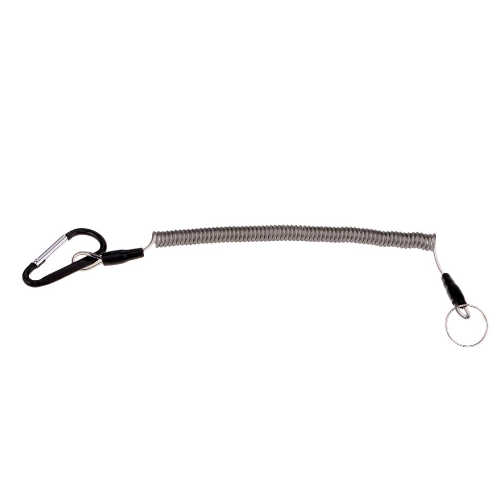Safety Rope Steel Wire Retractable Fishing Coiled Lanyard Tether 59inch with Quick Release Buckle for Kayak