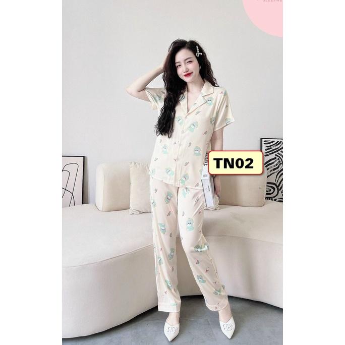 BỘ PYJMA LỤA NỮ Quần Dài,Tay Ngắn