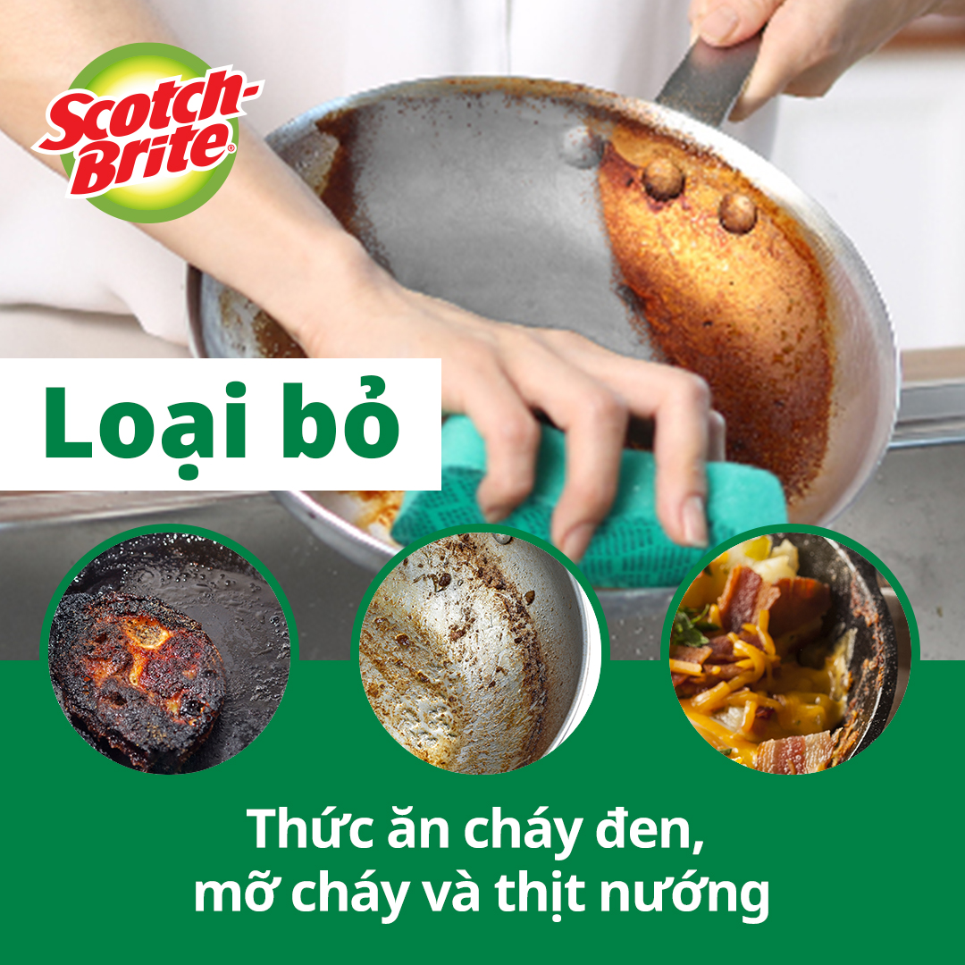 Miếng rửa chén hạt nổi siêu sạch Scotch Brite 3M đa năng, công nghệ độc quyền mới, mút kháng khuẩn ngăn vi trùng, không gây mùi, không bám cặn bẩn, dễ dàng vệ sinh