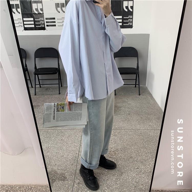 Quần jean nữ lưng cao dáng suông dài màu nhạt Ulzzang