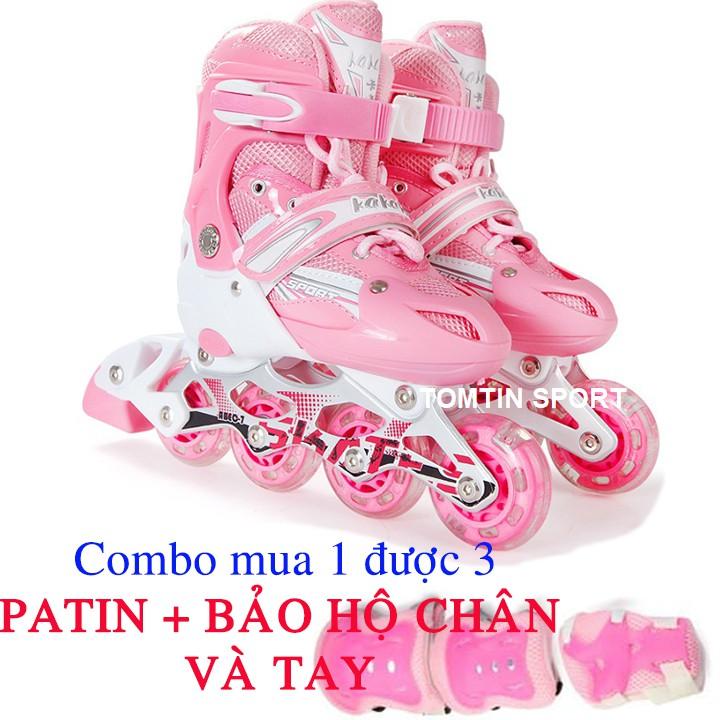 Giày patin trẻ em kèm bảo hộ chân tay có đèn led có màu cho bé trai và bé gái