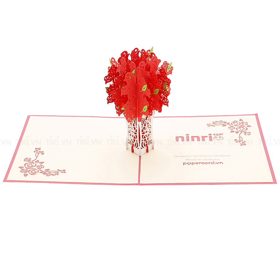 Thiệp Nổi 3D Ninrio - Rose Bouquet BT129 (15 x 15 cm) - Màu Ngẫu Nhiên