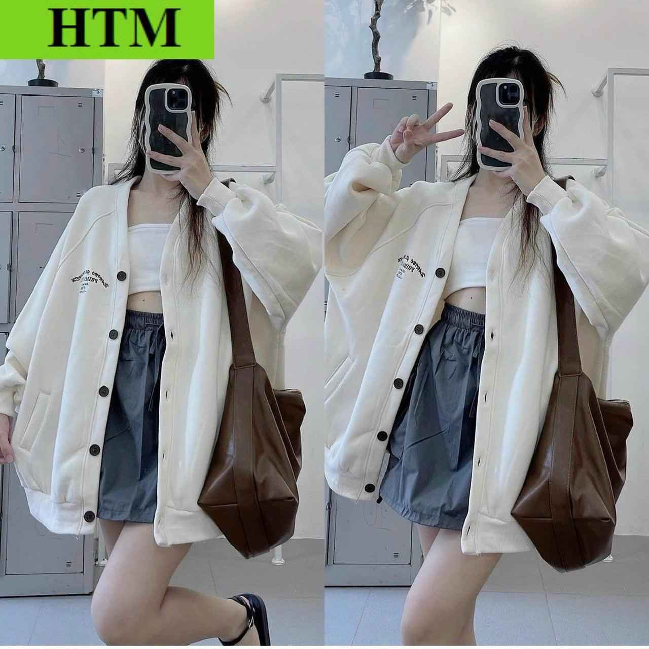 Áo Cadigan Nỉ Cúc Gài Siêu cá Tính Với Chất Liệu Vải Áo Dày Dặn In Chữ Sắc Nét Form Rộng Áo Đẹp Hàng Hot Trend HTM FASHION