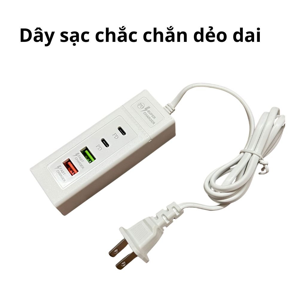 Ổ Cắm Sạc Điện Thoại Power Socket 4 Cổng Sạc Nhanh 2 Cổng PD Type-C + 2 Cổng Usb