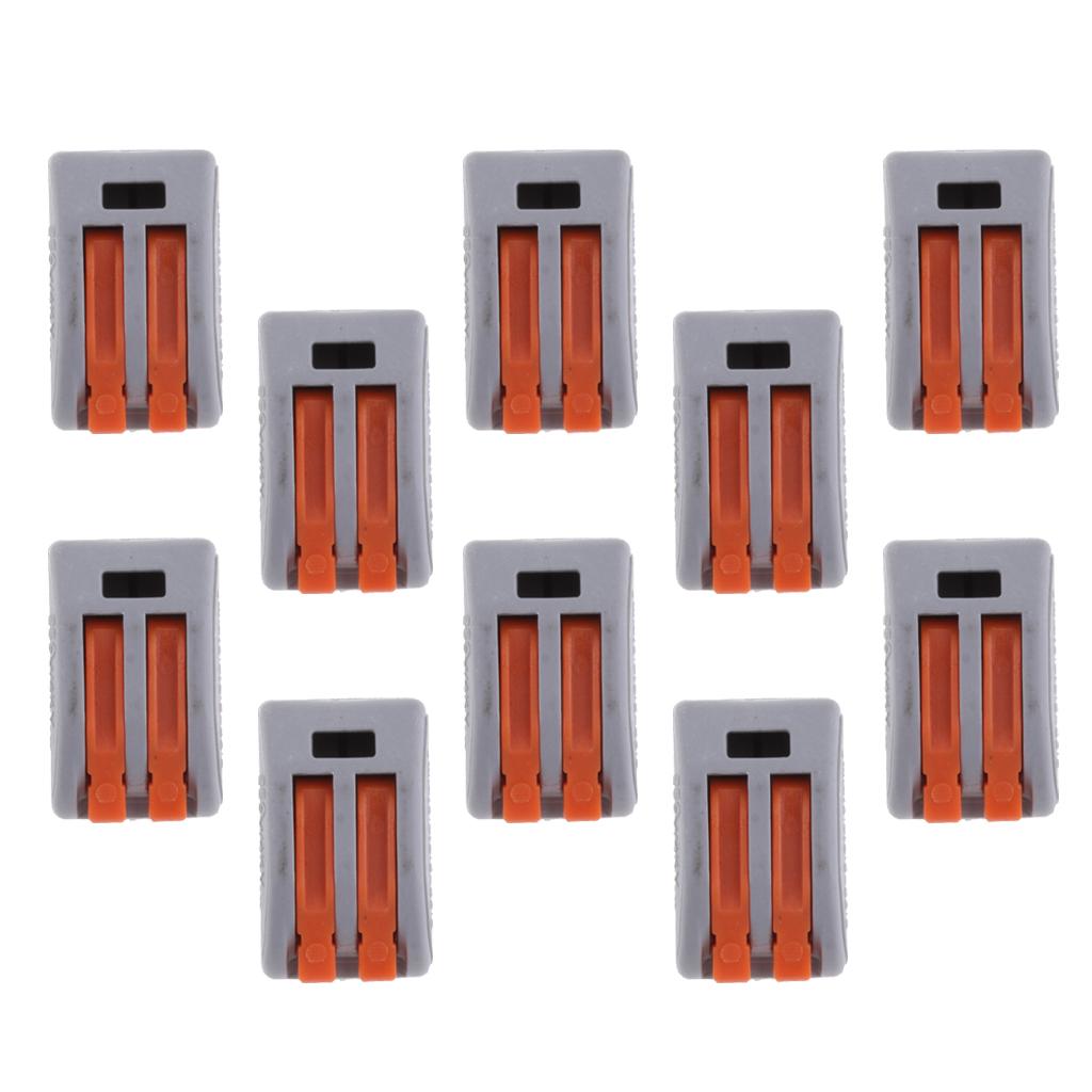 2x10Pcs Spring Lever-Nuts Terminal Block Electric Cable Wire Connectors 2 Way