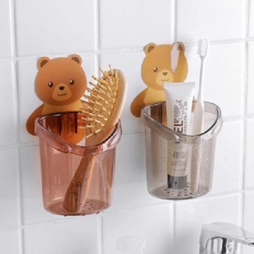 Ly cốc đựng bàn chải kem đánh răng dán tường hình gấu