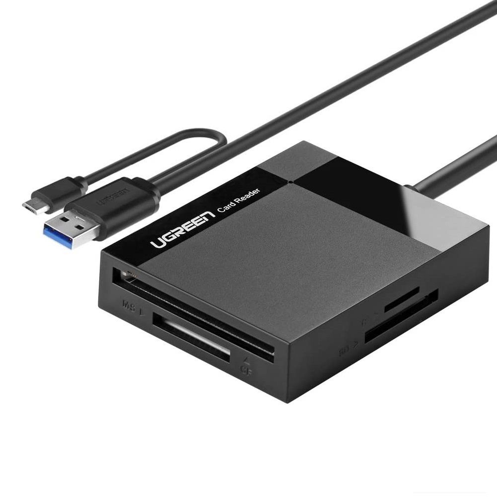 đầu đọc thẻ USB 3.0 All in One có OTG cổng micro cho android Ugreen 125FS30334CR 1M màu đen hàng chính hãng