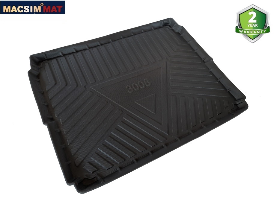 Thảm lót cốp xe ô tô qd Peugoet 3008 2013-2016 nhãn hiệu Macsim chất liệu TPV cao cấp màu đen