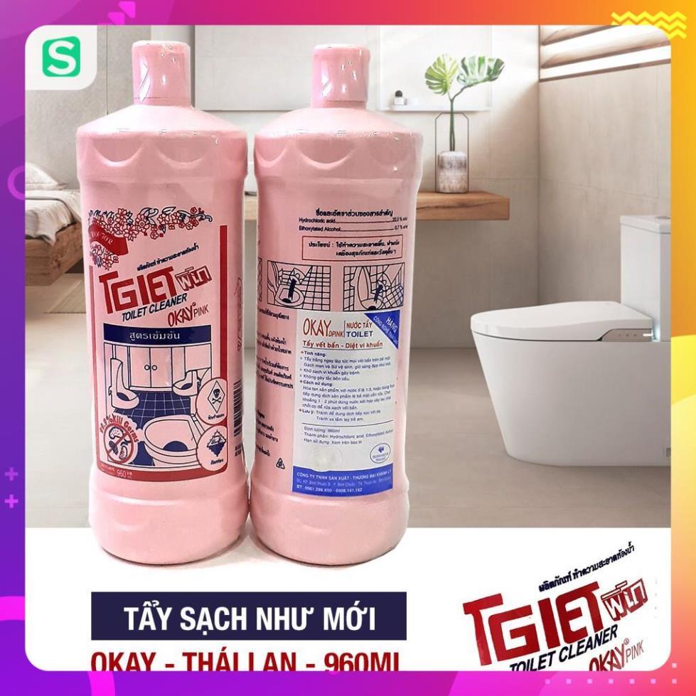 Combo 2 Chai Nước Tẩy Tolet Thái Lan 960ml - Dung Dịch Tẩy Hồng - Tẩy Bồn Cầu Siêu Sạch