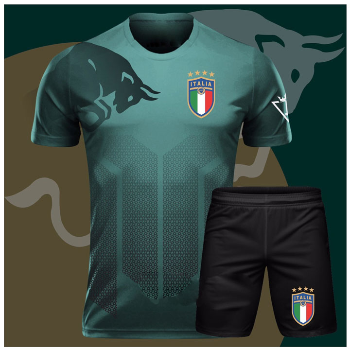 Áo Thể Thao Đá Banh Italia Xanh Rêu Cực Chất - Thun Thái Cao Cấp