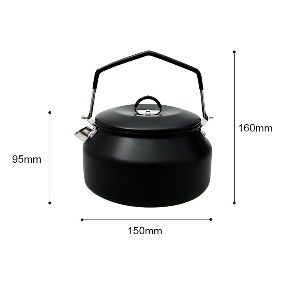 Outdoor Stainless Steel Kettle Locking Handle Camping Hung Pot Portable Coffee Pot Tea Pot Picnic Cooker 1.1L Teapot Water Boiling Accessory