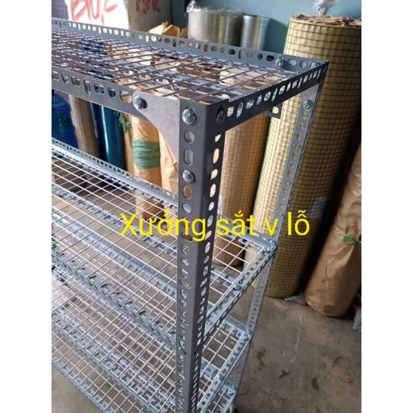 Kệ sắt v lỗ ( lưới sắt ô vuông ) Rộng 40cm x Dài 80cm .x (Cao 60 -80-1M-1,2M-1,5M) Nhiều tầng