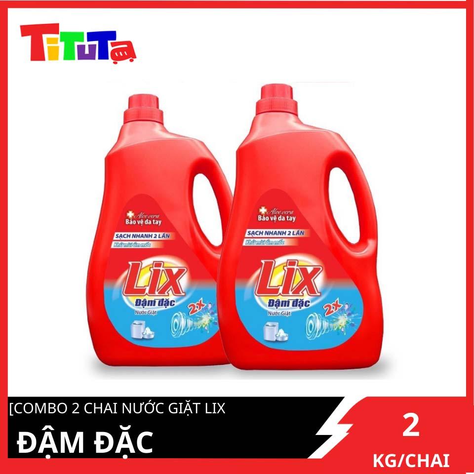 COMBO 2 Chai Nước giặt LIX Đậm đặc (Đỏ) 2KGX2