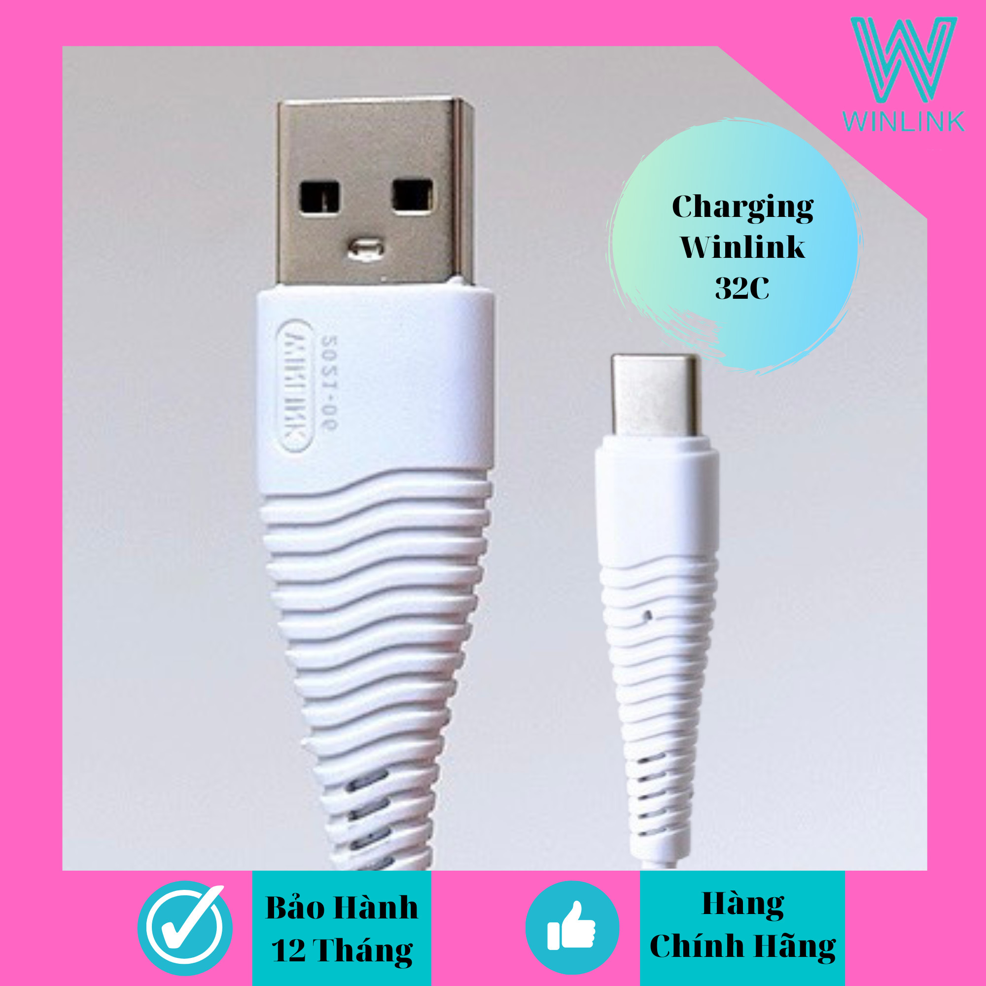 Dây cáp sạc nhanh 5A hàng chính hãng Winlink 32 đuôi USB - TYPE C