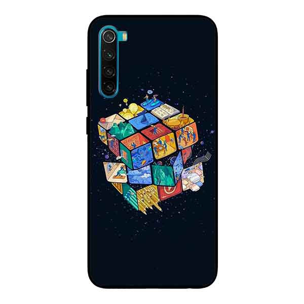 Ốp Lưng in cho Xiaomi Redmi Note 8 Mẫu Rubik Vũ Trụ - Hàng Chính Hãng