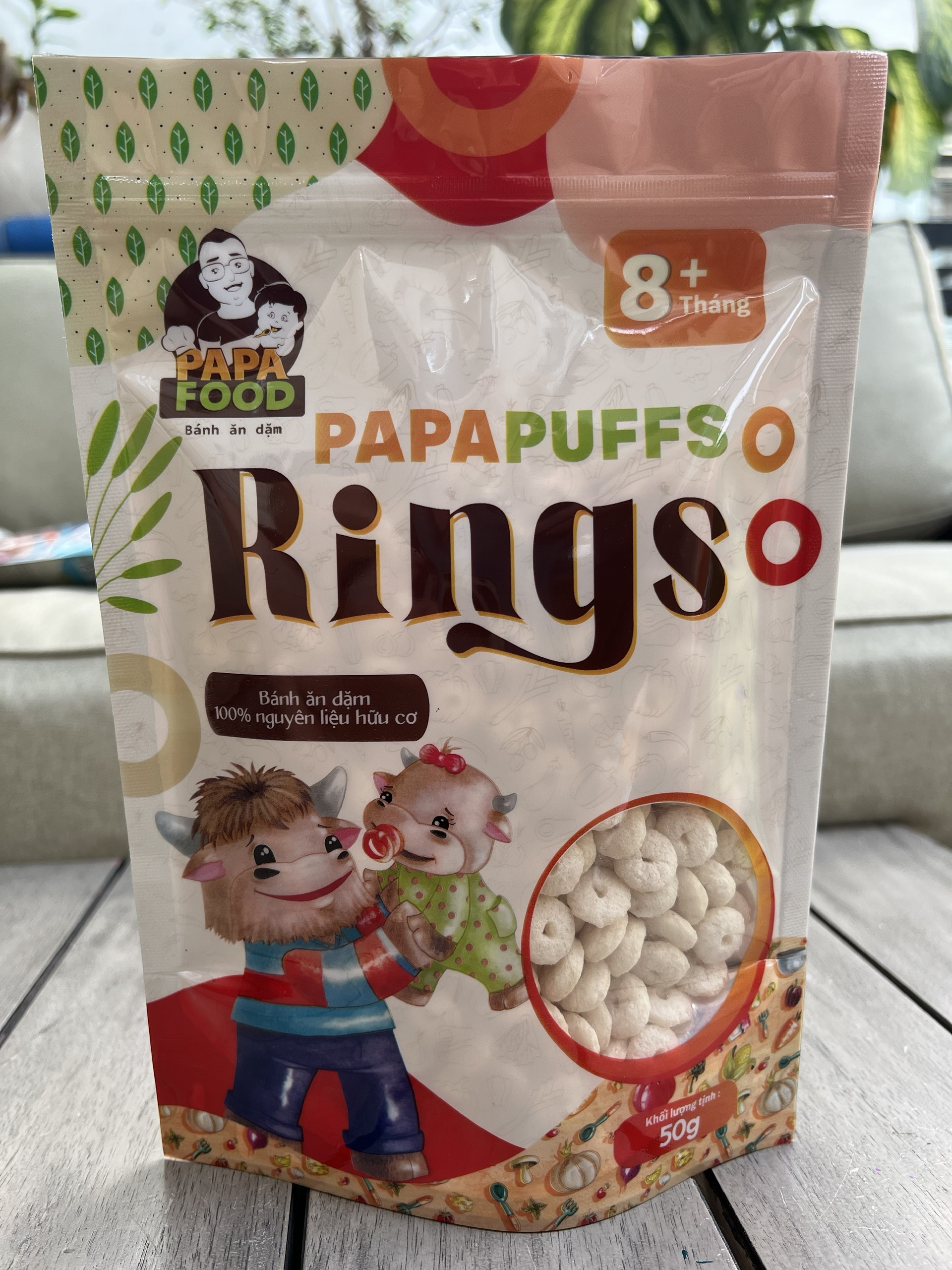 Bánh ăn dặm PAPAFOOD PAPAPUFFS RINGS - 100% Nguyên Liệu Hữu Cơ