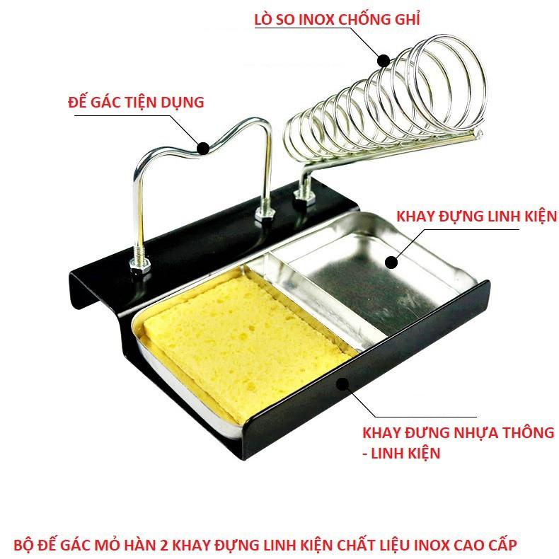 ĐẾ GÁC MỎ HÀN 2 KHAY TẢN NHIỆT ĐỰNG LINH KIỆN INNOX CHỐNG GHỈ - BẢO HÀNH 24 THÁNG