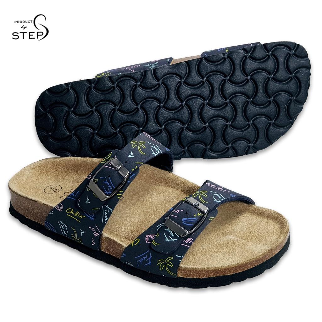 Dép đế trấu EVA in hoa văn quai đôi 2 khoá (size 35-39)