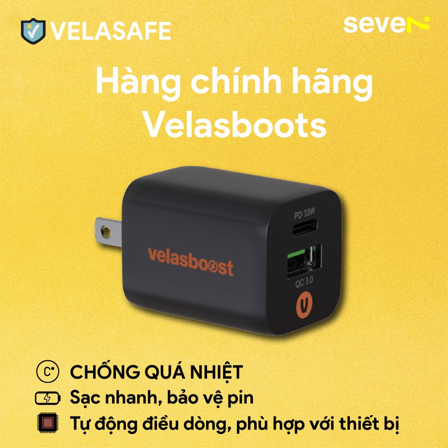 Củ sạc nhanh Velasboost N33 33W 2 cổng Hàng Chính Hãng