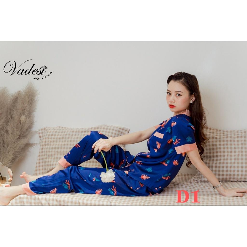Bộ Tay Ngắn Quần Dài Pijama Lụa Cao Cấp Họa Tiết Trang Nhã Chất Lụa Luxury Mát Mềm Thấm Hút Phom Sang Xịn