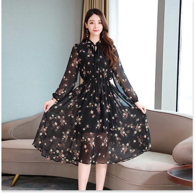 ĐẦM LỤA HOA,HỌA TIẾT ĐƠN GIẢN NHƯNG KHÔNG KÉM PHẦN SANG TRỌNG THỜI TRANG KING STORE