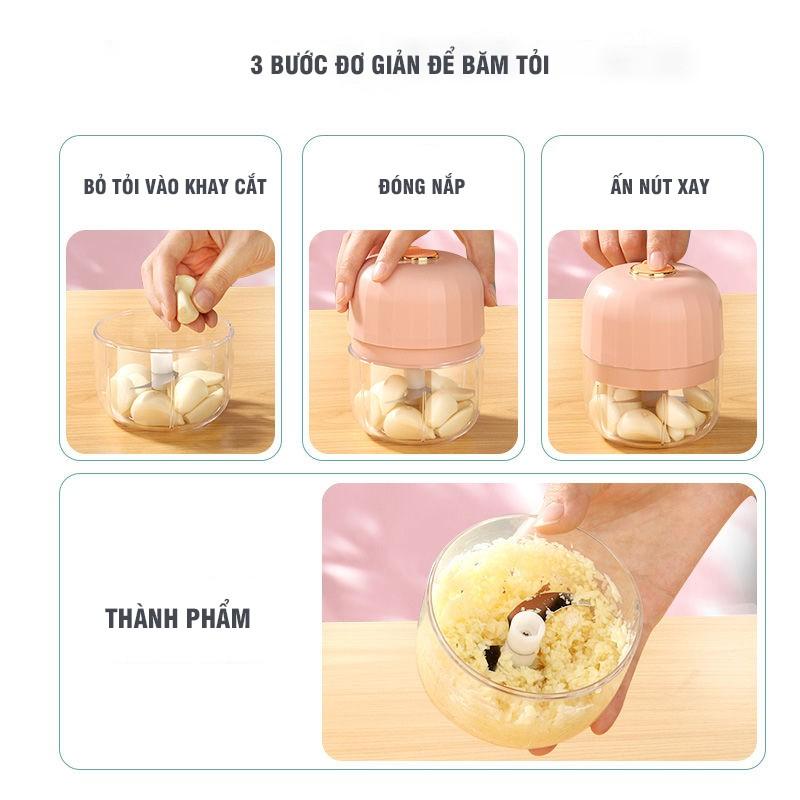 Máy Xay Tỏi Ớt Mini Đa Năng Dung Tích 250ml Di Động Cầm Tay