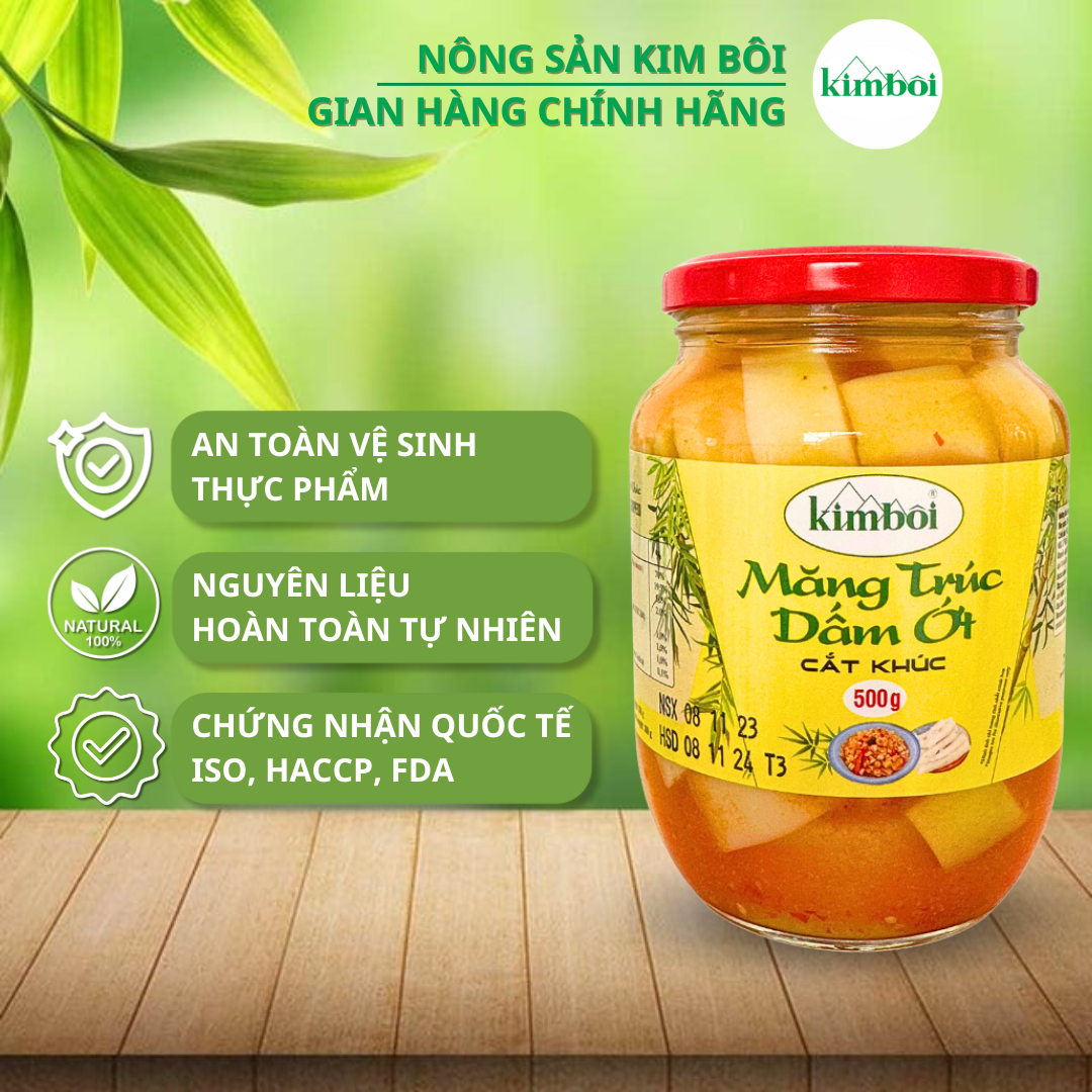 Măng Trúc Dấm Ớt Cắt Khúc Kim Bôi - Lọ 500g