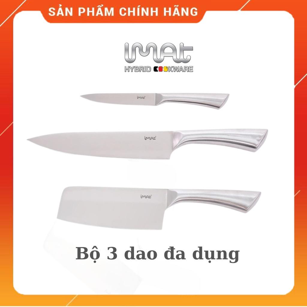 Bộ dao 3 đa dụng iMat Lưỡi thép cacbon 5Cr15 5Cr15 sắc, bền bỉ, cán dao làm bằng inox 430 không gỉ.
