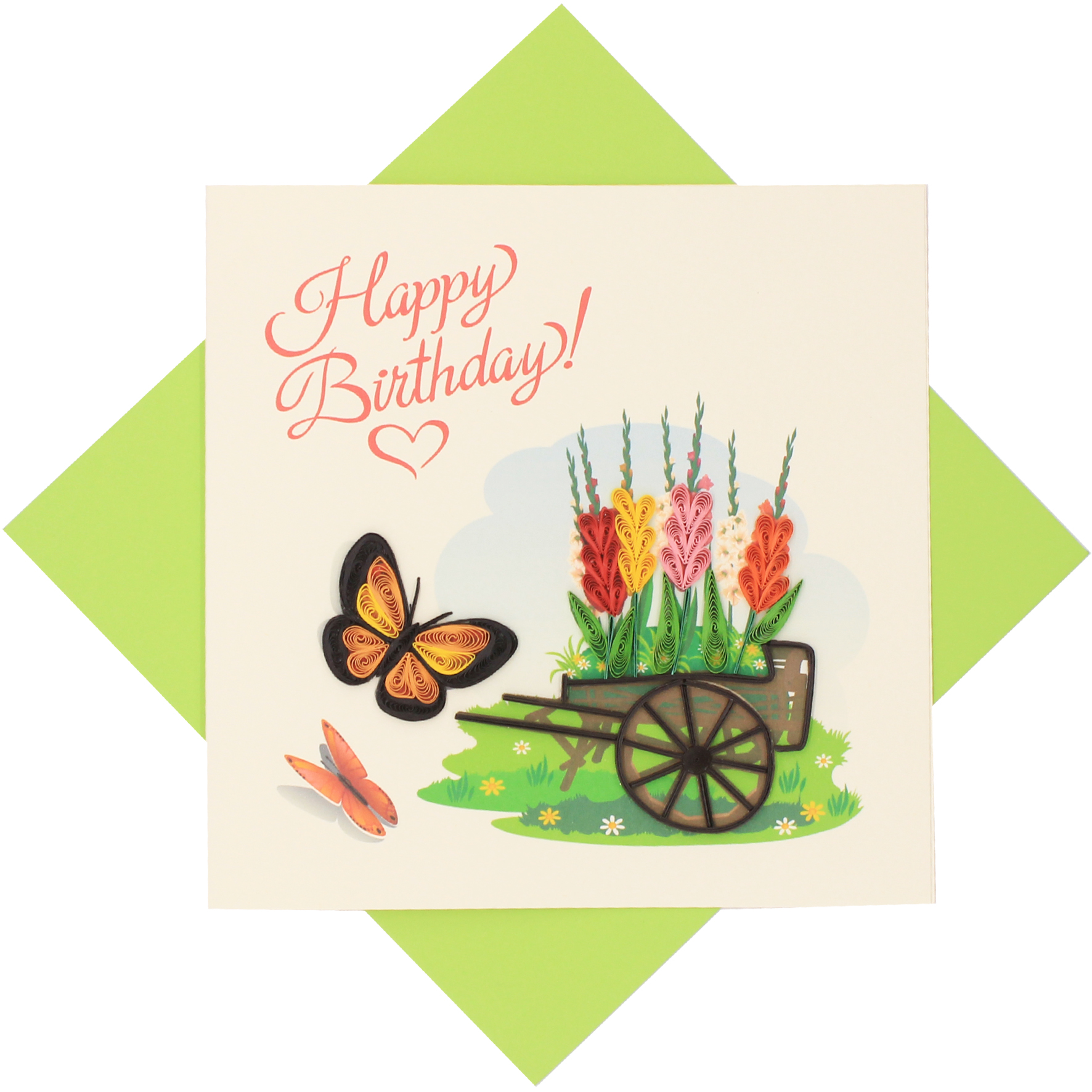 Thiệp Handmade - Thiệp Chúc mừng sinh nhật Vườn hoa mùa xuân nghệ thuật giấy xoắn (Quilling Card) - Tặng Kèm Khung Giấy Để Bàn - Thiệp chúc mừng sinh nhật, kỷ niệm, tình yêu, cảm ơn...