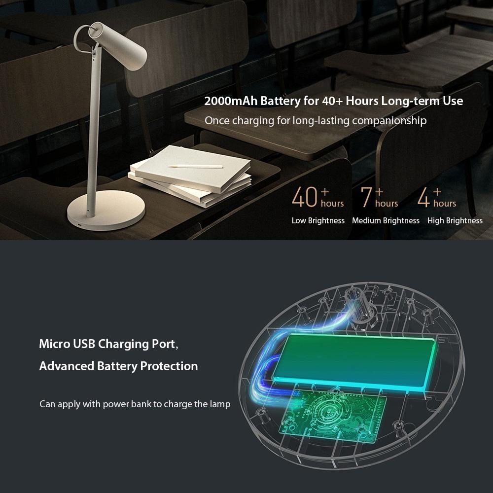 Xiaomi Mijia Rechargable Desk Lamp LED Table Lamp USB Charging 2000mAh Battery 3 Modes Dimming 2600K 3200K 4500K