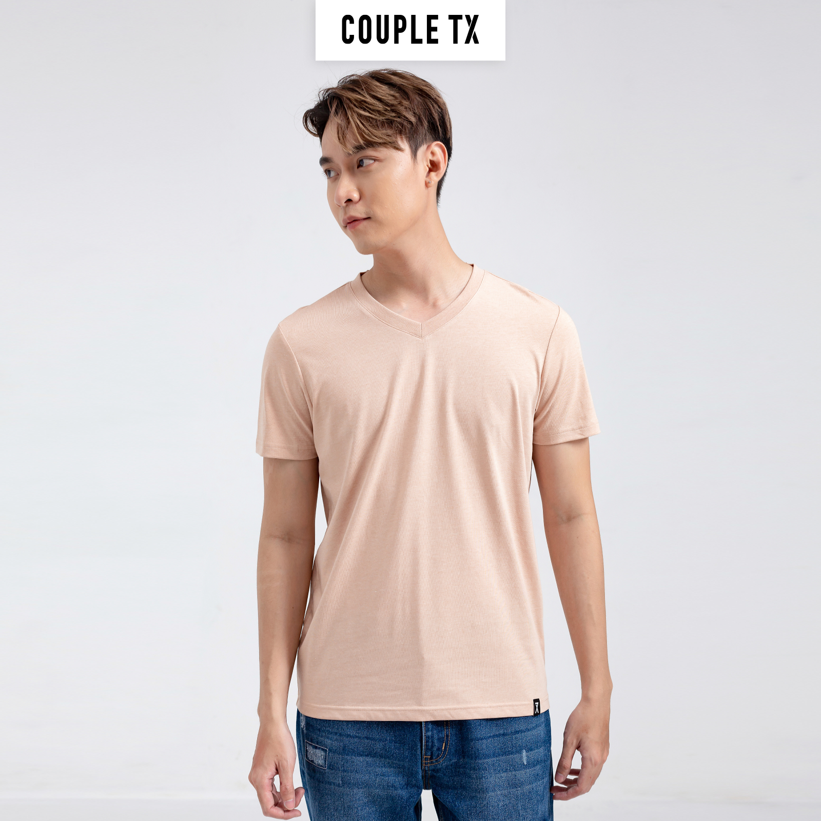 Áo Thun Trơn Couple TX Cổ Tim Basic Nam MTS 1131