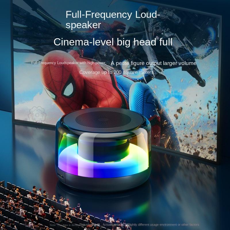 Điện thoại di động Bluetooth Loa chất lượng cao Đèn đầy màu sắc Không dây Hộp âm thanh nhỏ Subwofer Subwa di động Home Tác động Mini Quà tặng Color: Black with 8G