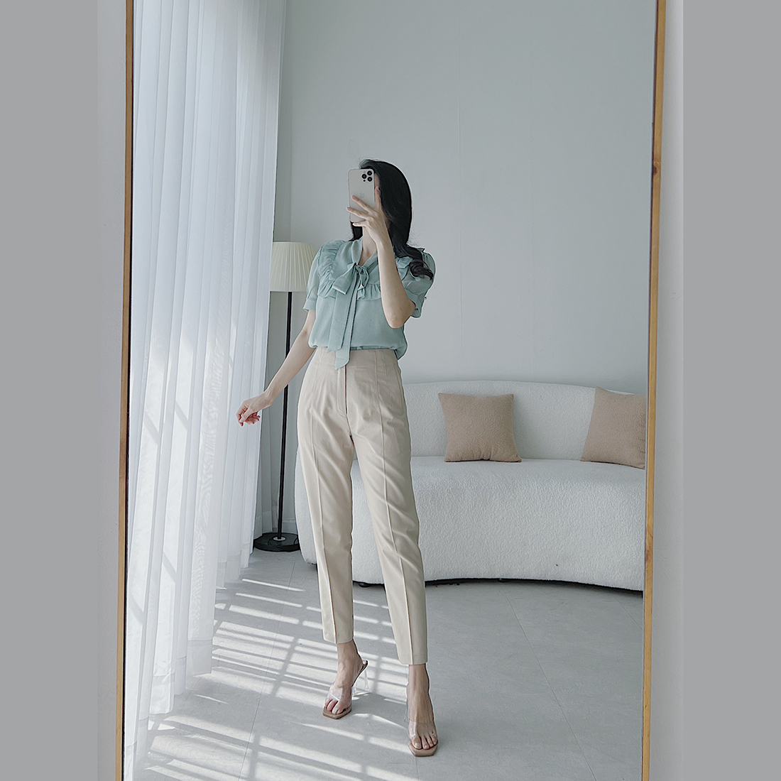 Quần công sở nữ cạp cao li gân thời trang Eden - Q015