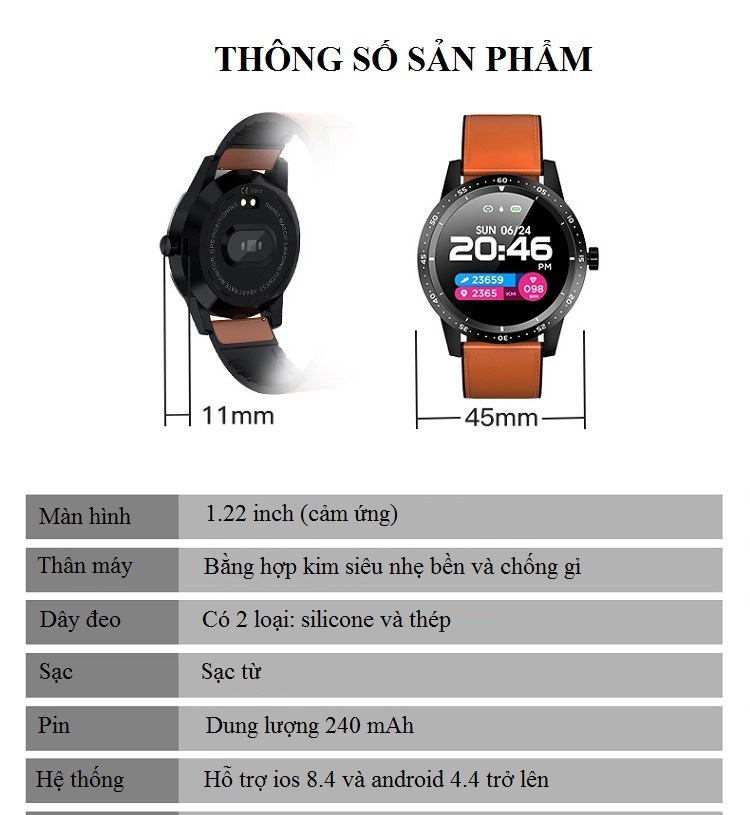 Đồng Hồ Thông Minh T5 Thiết Kế Tinh Sảo, Theo Dõi Sức Khỏe và Vận Động