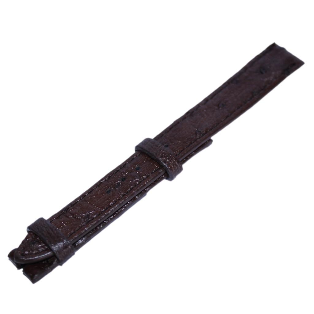 HT8455 - Dây đồng hồ Huy Hoàng da đà điểu da bụng size 12,14 màu nâu đất