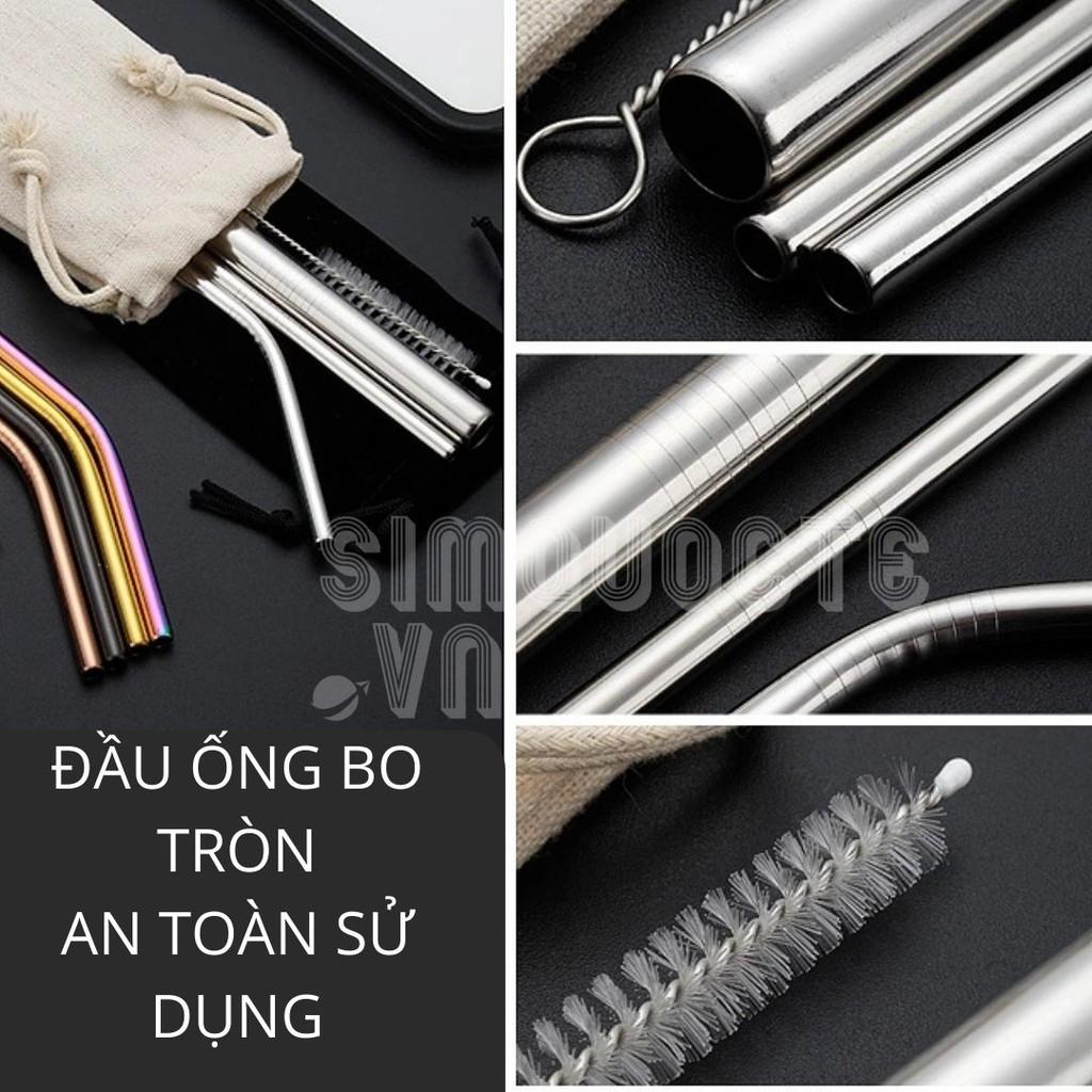 Bộ Ống Hút Inox 304 thép không gỉ, tái chế sử dụng, thân thiện môi trường