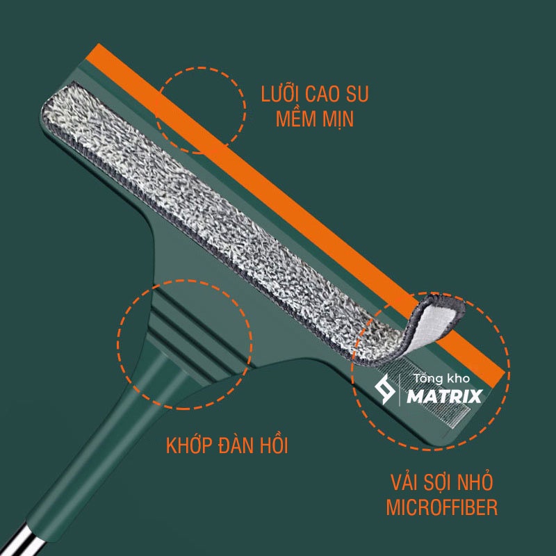 Cây lau kính, gạt chùi kính đa năng 2 đầu trong 1, tăng giảm chiều dài tiện dụng