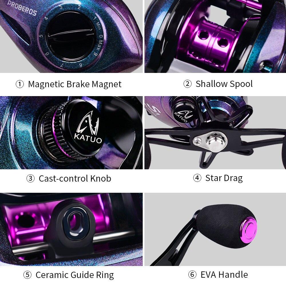 Máy ngang câu lure Proberos ánh tím Titan s1 chất liệu kim loại Full metal phukiencaulure25