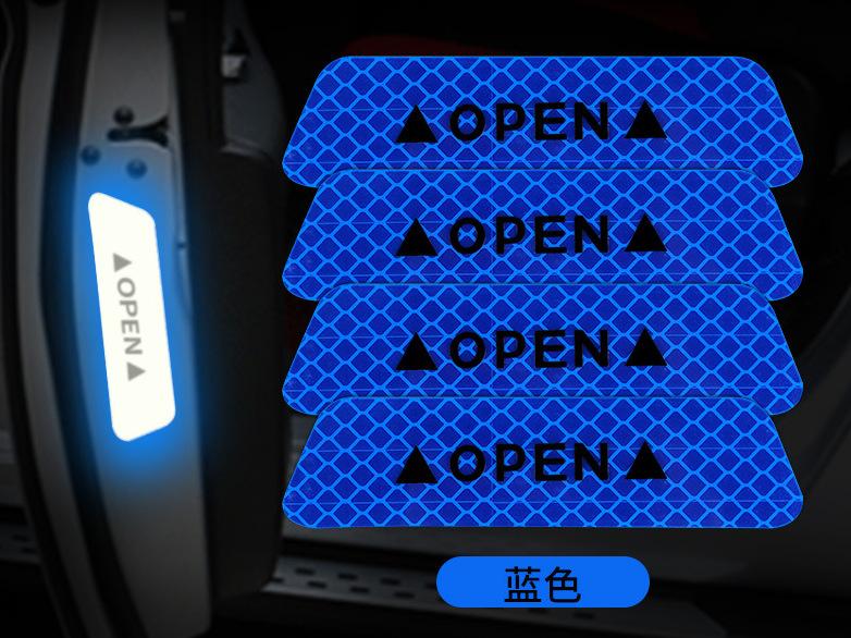Bộ Decal Phản Quang 4 Miếng OPEN Dán Cửa Xe Cảnh Báo Va Chạm