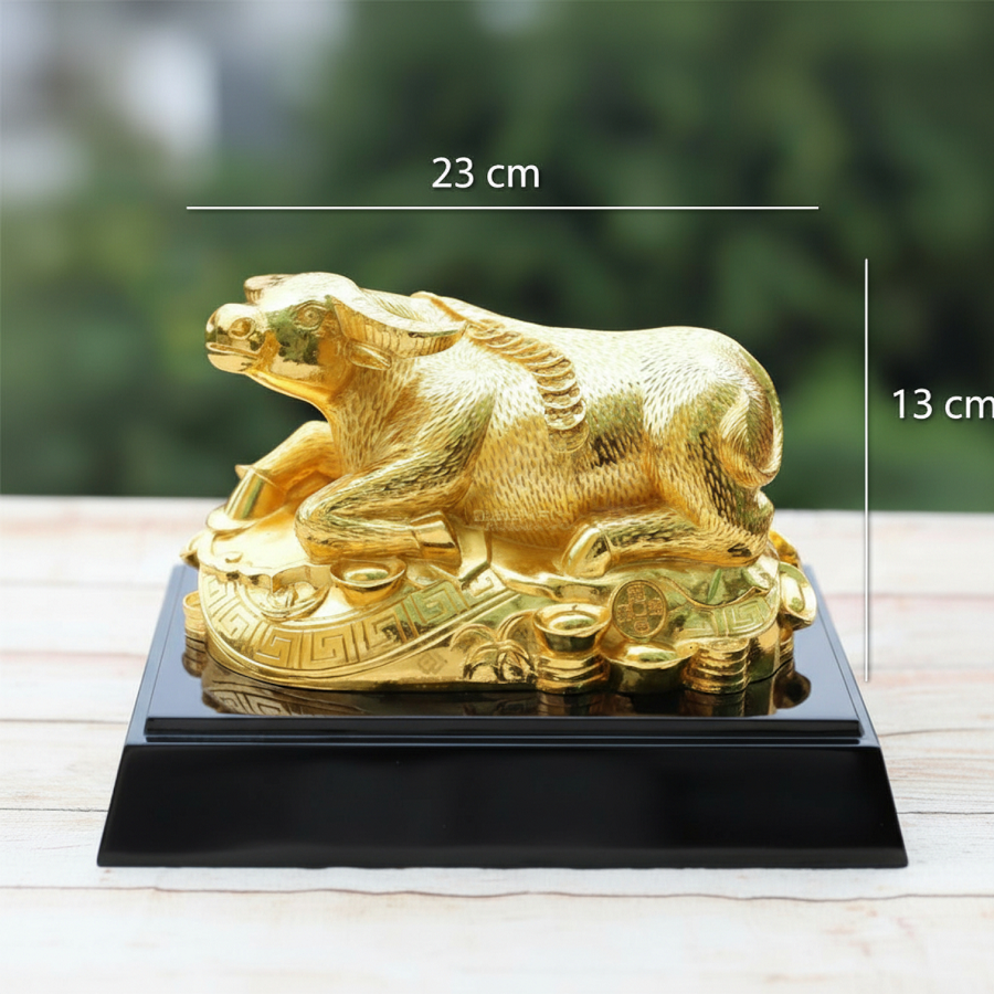 Tượng Kim Ngưu mạ vàng size nhỏ - TKNV01 - Linh vật Trâu đúc đồng mạ vàng 24K cao cấp
