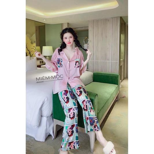 PIJAMA CỘC DÀI BẠCH TUYẾT XINH